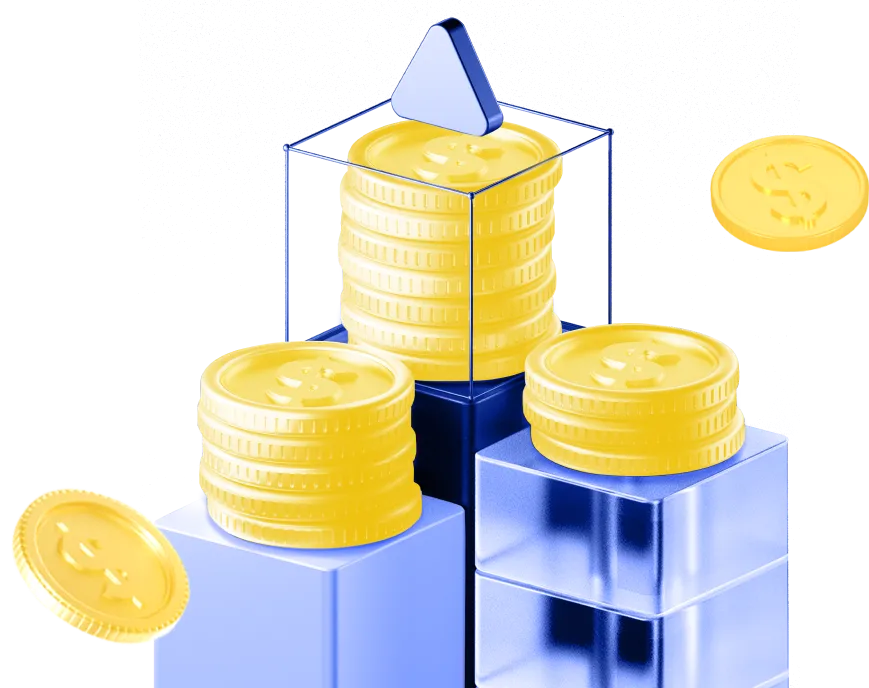 Gráfico de depósito seguro de monedas que simboliza fuentes de financiación rápidas y sencillas para cuentas de cripto y forex